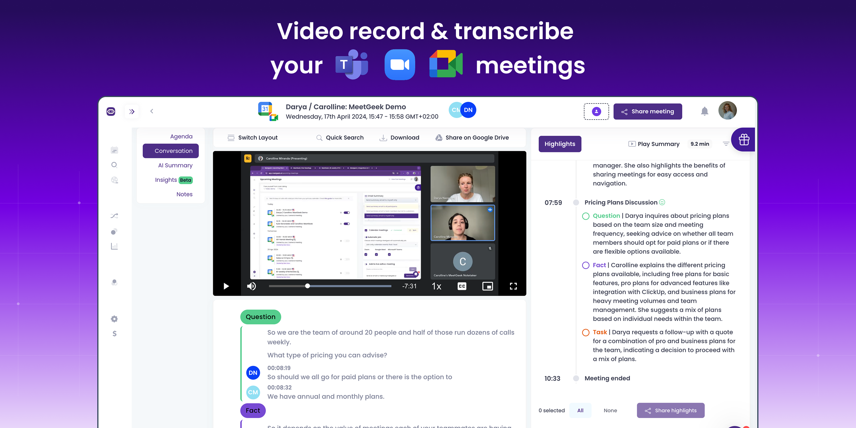 MeetGeek preview