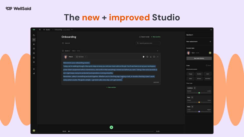 WellSaid Studio preview